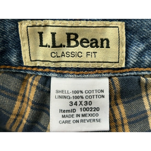 Men's LL Bean Classic Fit Flannel Lined Jeans Size 34x30 - Picture 8 of 9